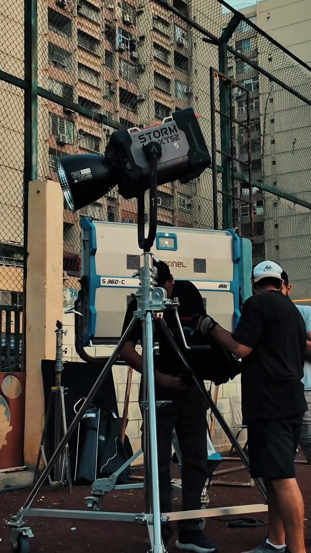 Camera crew working on a five-a-side pitch